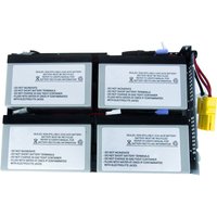 Origin Storage UPS battery cartridge with four rectangular cells, black casing, and red and yellow connectors.