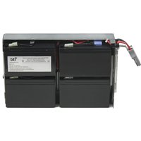 Black Origin Storage UPS battery cartridge with sealed lead acid cells and red and black wiring.