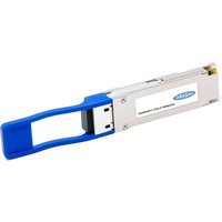 Silver Origin Storage transceiver with blue pull-tab, rectangular shape, and labeled "PAN-QSFP-40GBASE-LR4."