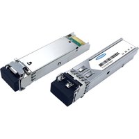 Silver Origin Storage transceiver SFP 100 with black connector and barcode label.