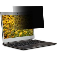 Black Origin Storage 4-Way Security Filter for Dell Precision 7670, partially covering laptop screen, reducing glare.