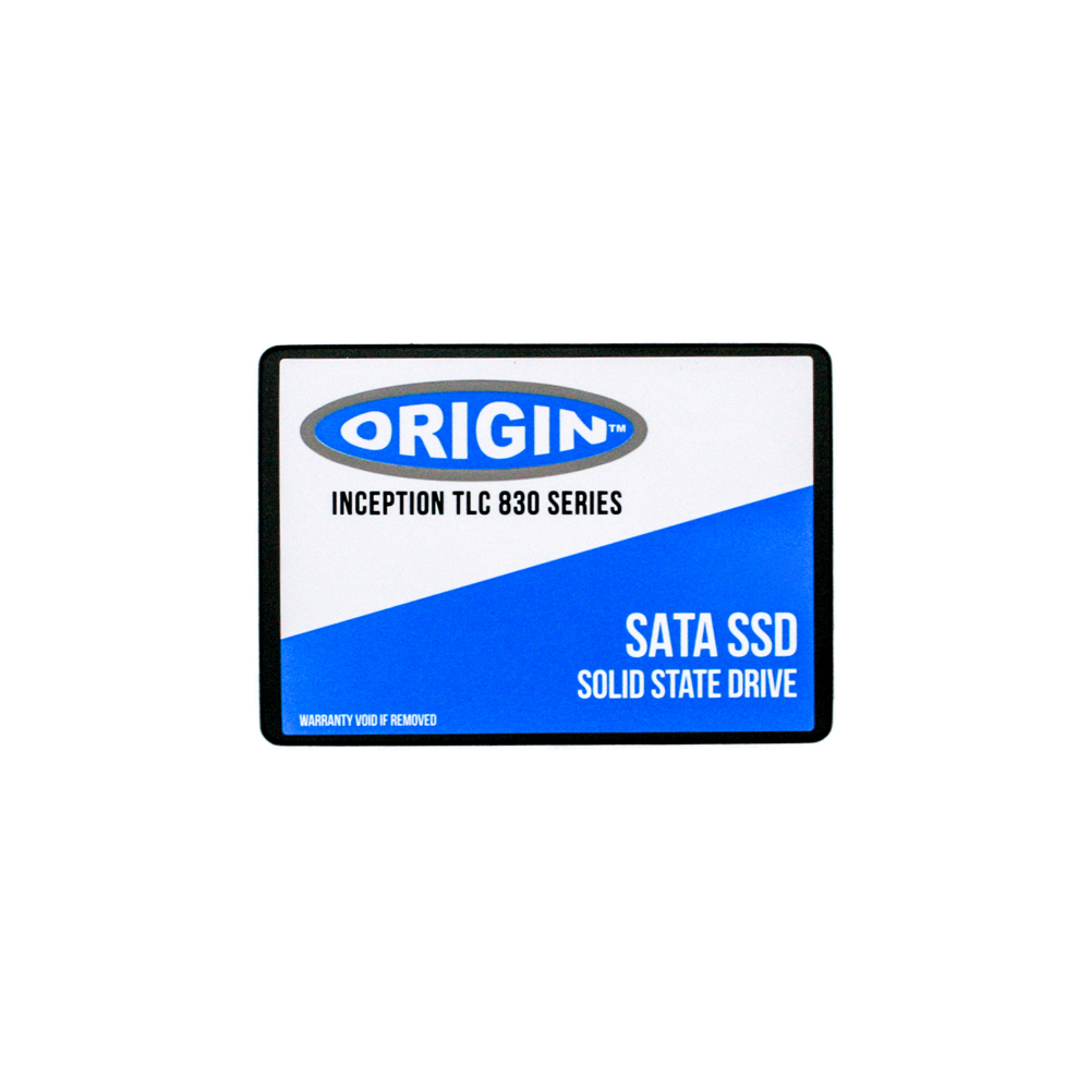 Origin Storage 120GB SATA SSD with a blue and white label, featuring the "ORIGIN" logo and "SATA SSD SOLID STATE DRIVE" text, housed in a 3.5in converter.