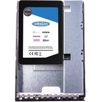 Origin Storage 3.84TB SSD in metal hot swap caddy, black front panel with blue and white label.