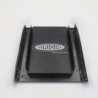 Black Origin Storage SSD 512GB 2.5in with 3D TLC in a 3.5in converter, featuring a sleek design and branded logo.