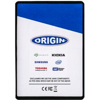 Origin Storage 960GB 2.5in SATA SSD with blue and white label, featuring various brand logos.