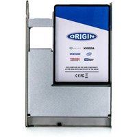 Origin Storage 960GB 2.5in SSD in silver 3.5in converter, blue and white label with logos and specifications.