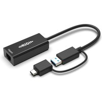 Black Origin Storage USB-C to USB3.0 adapter with short cable and USB-C male to USB3.0 female connection.