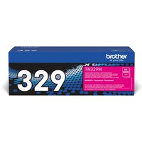 Brother TN-329M Magenta Toner Cartridge, blue box with large white "329" and magenta label detailing.