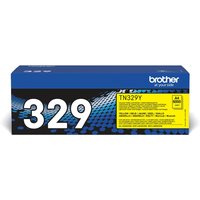 Brother TN-329Y Yellow Toner Cartridge, blue box with white "329" text and yellow label detailing.