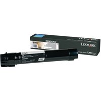 Black Lexmark C950X2KG toner cartridge with rectangular box, white label, and Lexmark branding.