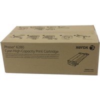 Xerox 10601392 cyan toner cartridge in brown box with black text and product illustration