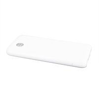 White Our Pure Planet 10,000mAh power bank, slim design, rounded edges, logo on top corner.