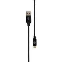 Black USB-A to Micro cable, 1.2m/4ft, by OUR PURE PLANET, with standard USB and micro USB connectors.