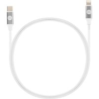 White USB-C to lightning cable, 1.2m/4ft, with silver connectors by OUR PURE PLANET.