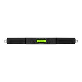 Black 1U rack-mounted storage device with an 8-slot design for LTO8 tapes, featuring a green LCD display and multiple control buttons for easy operation.