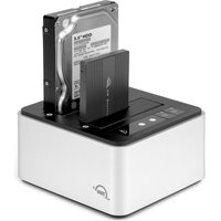Black and silver OWC Drive Dock with USB Type-C, featuring dual slots for 2.5" and 3.5" hard drives.