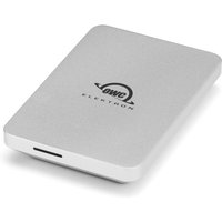Silver OWC Envoy Pro Elektron SSD enclosure with rounded edges and logo on top.