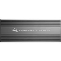 Grey OWC Thunderbolt Go Dock with ribbed texture and white logo on top.
