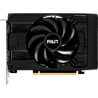 Black Palit GeForce RTX 5050 StormX graphics card with large central cooling fan and 8 GB GDDR6 memory.