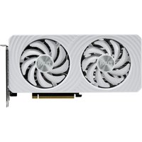 White Palit GeForce RTX 5060 graphics card with dual fans and sleek design, featuring 8 GB GDDR7 memory.