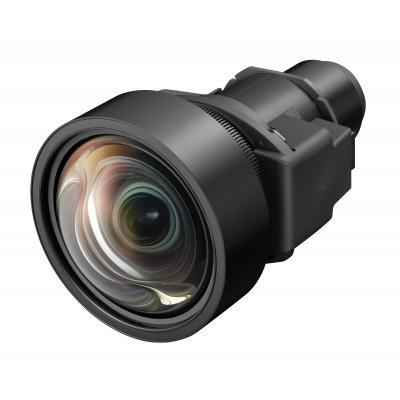 Black Panasonic ET-EMW200 projection lens featuring a large glass lens element with a smooth, curved surface and a sturdy, cylindrical housing.