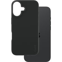 Black PanzerGlass CARE™ case for iPhone 16, sleek design with precise cutouts for camera and buttons.