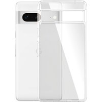 Transparent PanzerGlass HardCase for Google Pixel 7a with clear back and precise cutouts for camera and buttons.