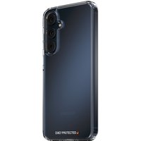 Transparent PanzerGlass HardCase with D3O for Samsung Galaxy A55 5G, showcasing reinforced edges and camera cutout.