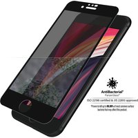 Black PanzerGlass Privacy Screen Protector for iPhone SE/8/7/6/6s, edge-to-edge design, anti-bacterial feature.