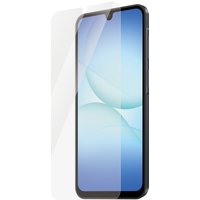 Clear PanzerGlass screen protector for Samsung Galaxy M17 5G, edge-to-edge coverage with precise cutout for front camera.