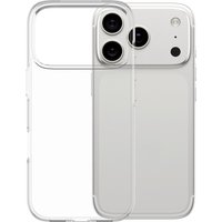 Transparent TPU case for iPhone 17 Pro by PanzerGlass, showing dual camera cutouts and precise fit.