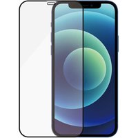 PanzerGlass screen protector for iPhone 12 Mini, edge-to-edge design, transparent with black border.