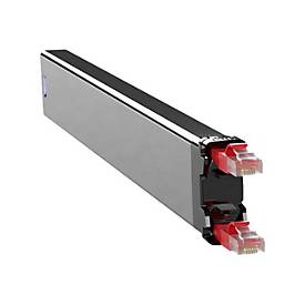 Red networking cable, 0.8 meters long, Cat6a U/FTP (STP), featuring two RJ45 connectors on each end, designed for high-speed data transmission.