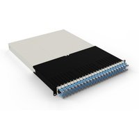 PATCHBOX .one 30RU STP in blue, featuring a compact design with organized cable management and sleek black casing.