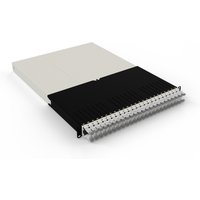 White PATCHBOX .one 30RU STP with black retractable cables and organized ports for network management.