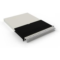 White PATCHBOX .one 30RU UTP with black retractable cable management system and multiple ports.