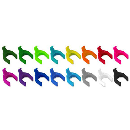Colorful set of 50 plastic patch clips in various shades, including green, yellow, orange, purple, pink, and white, designed for securing patches.