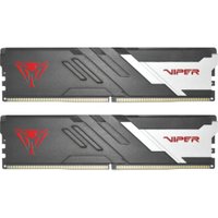Black and silver Patriot Memory Viper Venom RAM modules with red Viper logo and white accents, 32GB total capacity.