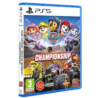 PS5 game case for "Paw Patrol Rescue Wheels Championship" featuring colorful Paw Patrol characters and race cars.