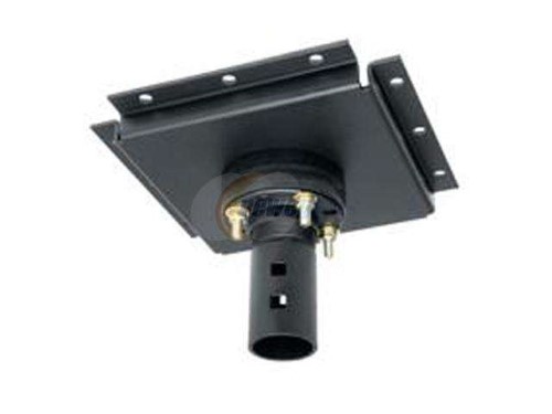 Black metal multi-display bracket designed for 7-12 inch I-beams, featuring a decoupler, mounting holes, and a cylindrical connector for secure installation.