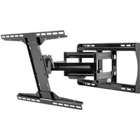 Black Peerless PA762 TV mount with adjustable arms and tilting bracket for 90" screens.