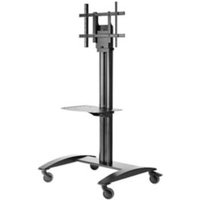 Black Peerless SR575M multimedia cart with adjustable flat panel mount and wheeled base.