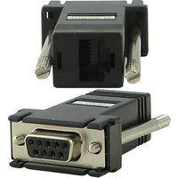 Black Perle DBA0020C adapter with RJ-45 and DB-9 connectors, featuring a compact rectangular design and metal screws.