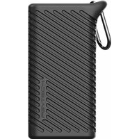 Black PGYTECH card reader USB 3.2 Gen 2 Type-C with diagonal grooves and a small carabiner clip.