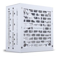 White modular power supply with a perforated grill design, featuring the Phanteks logo, ATX 3.1 and PCIe 5.1 compatibility, and 80 Plus Gold certification.