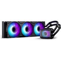Phanteks Glacier One 360M25G2 liquid cooler with three RGB fans and sleek black radiator.