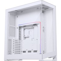 White Phanteks NV7 full tower case with clear side panel and sleek geometric design.