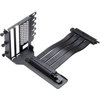 Black Phanteks GPU bracket with PCIe riser cable, perforated metal panel, and adjustable support arm.