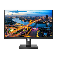 Philips 243B1 monitor features a sleek black design with a 24-inch screen, 1920 x 1080 resolution, and a sturdy stand, showcasing vibrant colors and sharp details.
