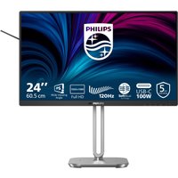 Philips 24" grey monitor with slim bezels, Full HD display, and sleek stand.